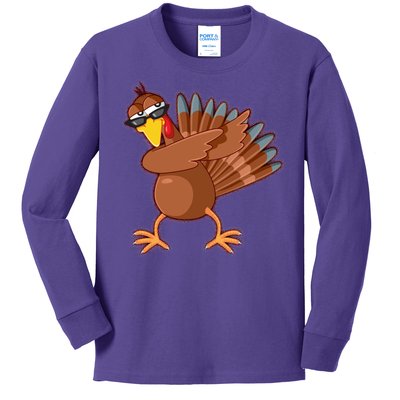 Thanksgiving Dabbing Turkey Kids Long Sleeve Shirt