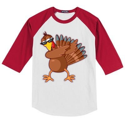 Thanksgiving Dabbing Turkey Kids Colorblock Raglan Jersey