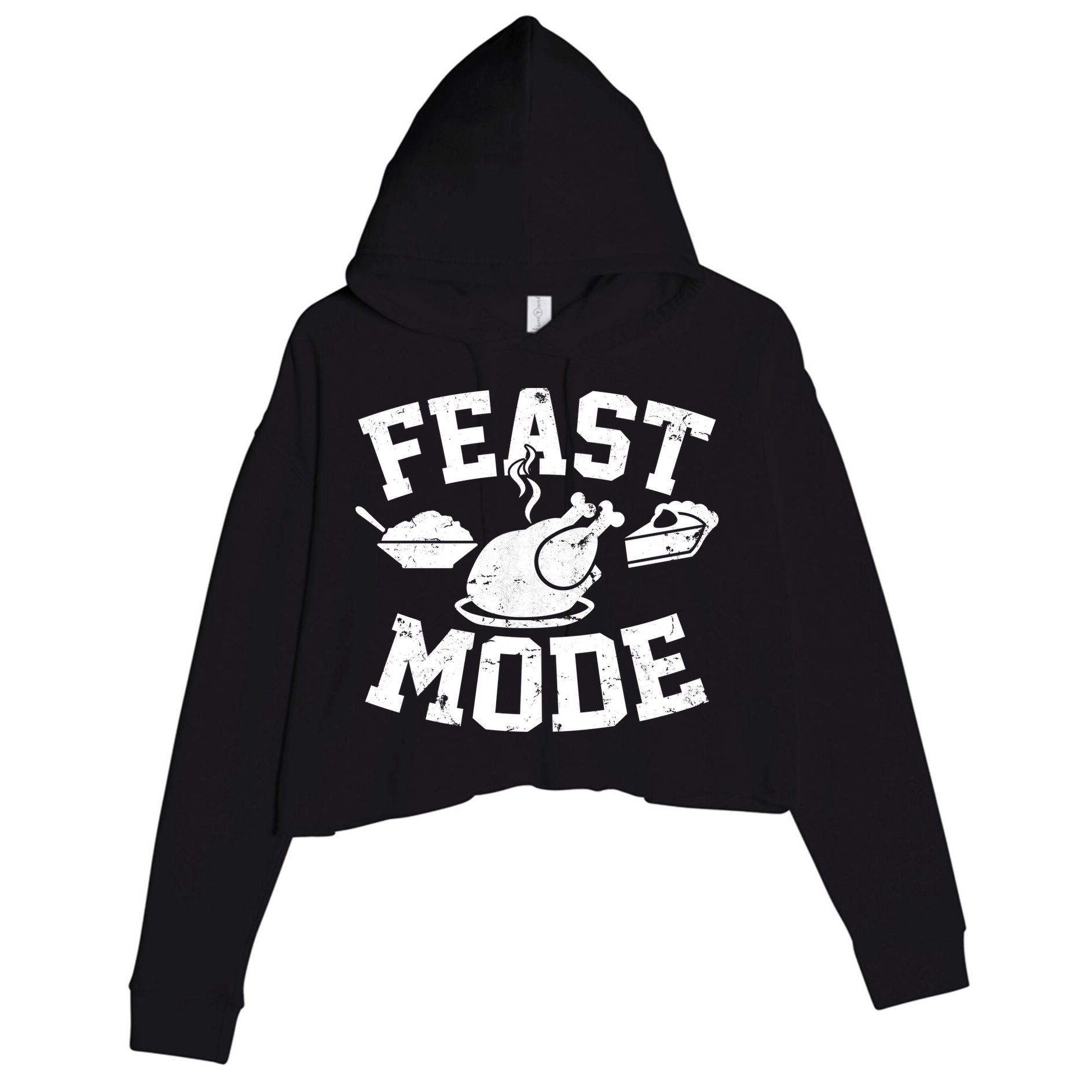 Thanksgiving Feast Mode Crop Fleece Hoodie