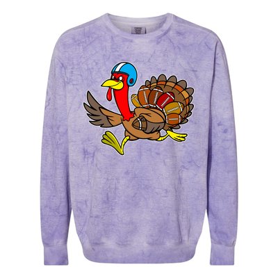 Thanksgiving Football Turkey Colorblast Crewneck Sweatshirt