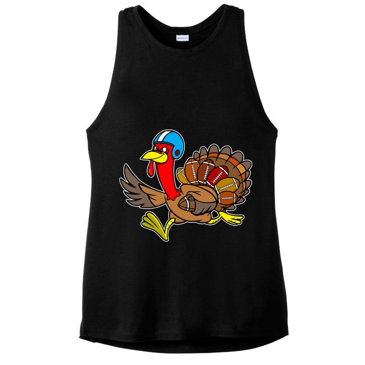 Thanksgiving Football Turkey Ladies PosiCharge Tri-Blend Wicking Tank