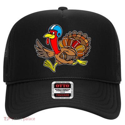 Thanksgiving Football Turkey High Crown Mesh Back Trucker Hat