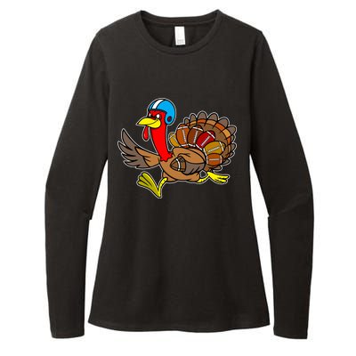 Thanksgiving Football Turkey Womens CVC Long Sleeve Shirt