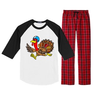 Thanksgiving Football Turkey Raglan Sleeve Pajama Set