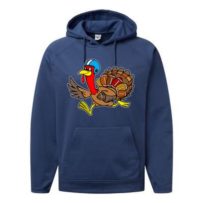 Thanksgiving Football Turkey Performance Fleece Hoodie