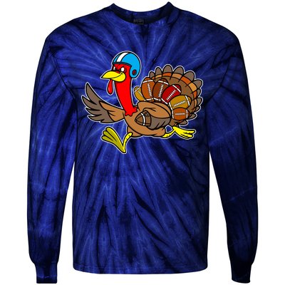 Thanksgiving Football Turkey Tie-Dye Long Sleeve Shirt