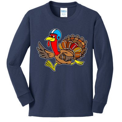 Thanksgiving Football Turkey Kids Long Sleeve Shirt