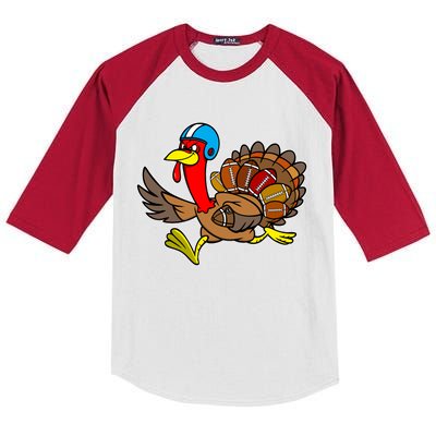 Thanksgiving Football Turkey Kids Colorblock Raglan Jersey