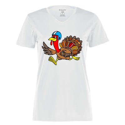 Thanksgiving Football Turkey Women's Momentum V-Neck T-Shirt