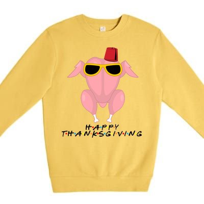 Thanksgiving Friends Funny Turkey Head Premium Crewneck Sweatshirt