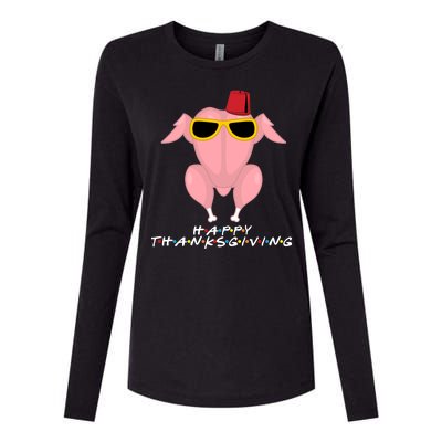 Thanksgiving Friends Funny Turkey Head Womens Cotton Relaxed Long Sleeve T-Shirt