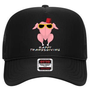 Thanksgiving Friends Funny Turkey Head High Crown Mesh Back Trucker Hat