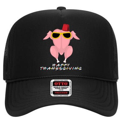 Thanksgiving Friends Funny Turkey Head High Crown Mesh Back Trucker Hat