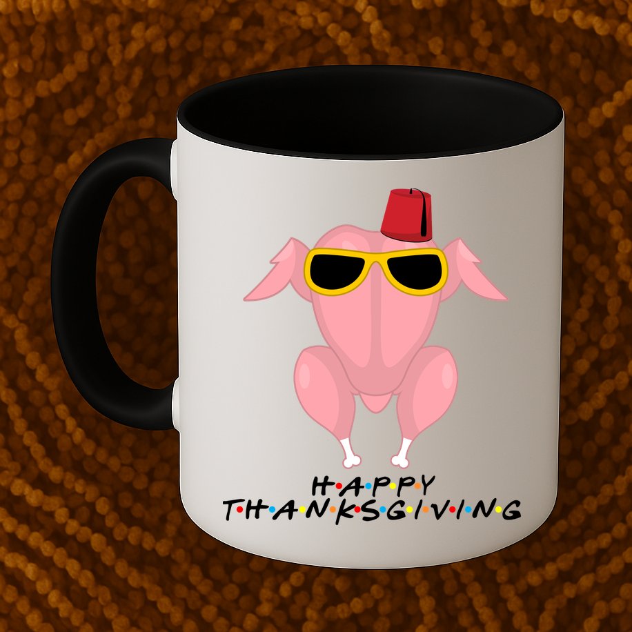 Thanksgiving Friends Funny Turkey Head Mug