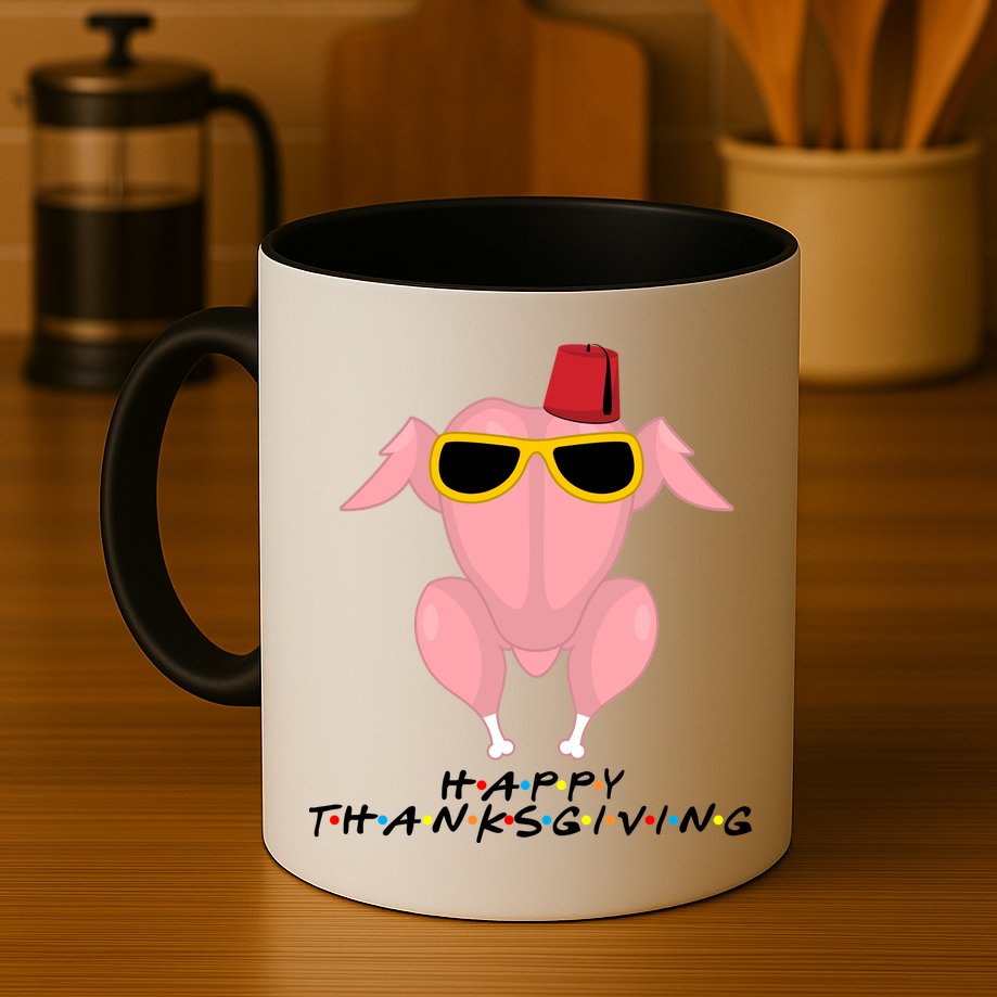 Thanksgiving Friends Funny Turkey Head Mug