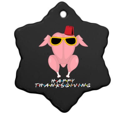 Thanksgiving Friends Funny Turkey Head Ceramic Star Ornament