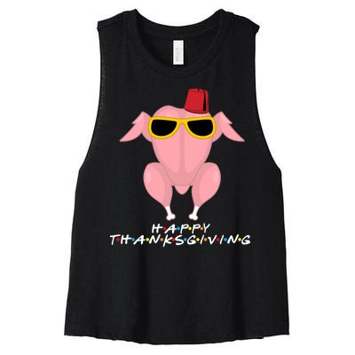 Thanksgiving Friends Funny Turkey Head Women's Racerback Cropped Tank