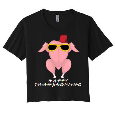 Thanksgiving Friends Funny Turkey Head Women's Crop Top Tee