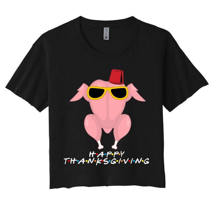 Thanksgiving Friends Funny Turkey Head Women's Crop Top Tee