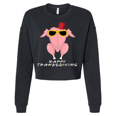 Thanksgiving Friends Funny Turkey Head Cropped Pullover Crew