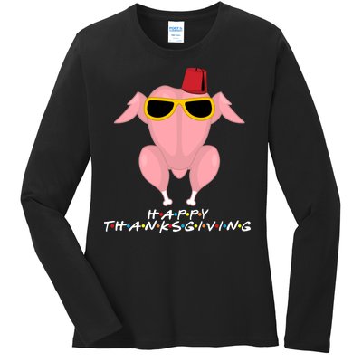 Thanksgiving Friends Funny Turkey Head Ladies Long Sleeve Shirt