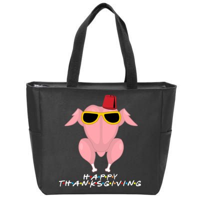 Thanksgiving Friends Funny Turkey Head Zip Tote Bag