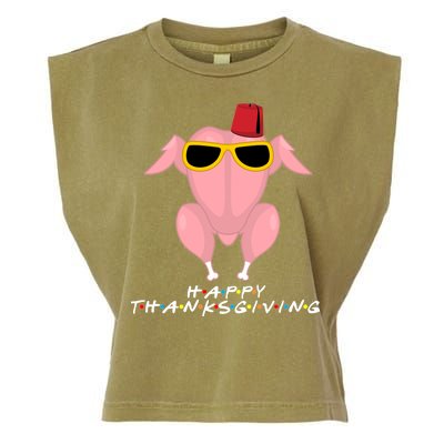 Thanksgiving Friends Funny Turkey Head Garment-Dyed Women's Muscle Tee