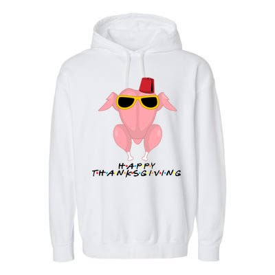 Thanksgiving Friends Funny Turkey Head Garment-Dyed Fleece Hoodie