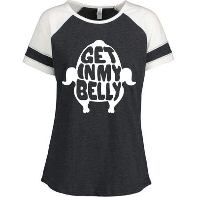 Thanksgiving Get In My Belly Enza Ladies Jersey Colorblock Tee