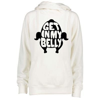 Thanksgiving Get In My Belly Womens Funnel Neck Pullover Hood