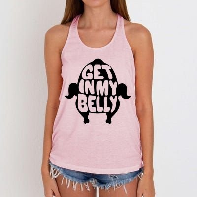 Thanksgiving Get In My Belly Women's Knotted Racerback Tank