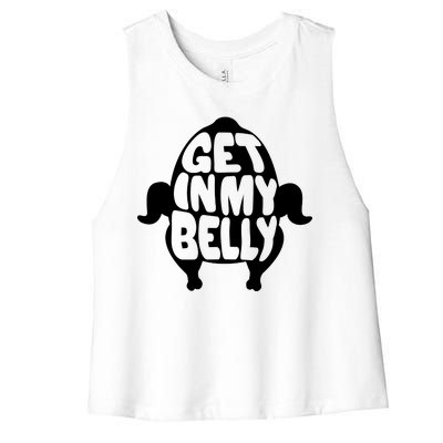 Thanksgiving Get In My Belly Women's Racerback Cropped Tank