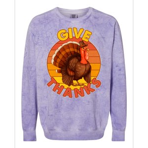 Thanksgiving Give Thanks Emblem Colorblast Crewneck Sweatshirt