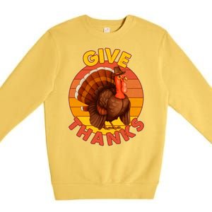 Thanksgiving Give Thanks Emblem Premium Crewneck Sweatshirt