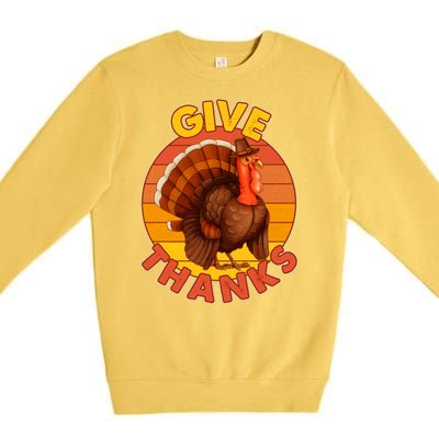 Thanksgiving Give Thanks Emblem Premium Crewneck Sweatshirt