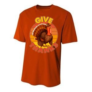 Thanksgiving Give Thanks Emblem Performance Sprint T-Shirt