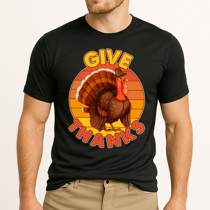 Thanksgiving Give Thanks Emblem Cooling Performance Crew T-Shirt