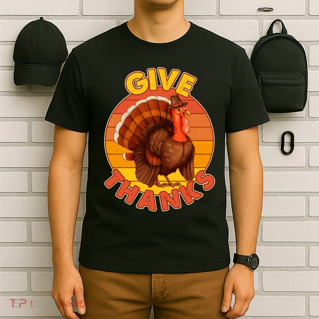 Thanksgiving Give Thanks Emblem T-Shirt