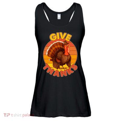 Thanksgiving Give Thanks Emblem Ladies Essential Flowy Tank