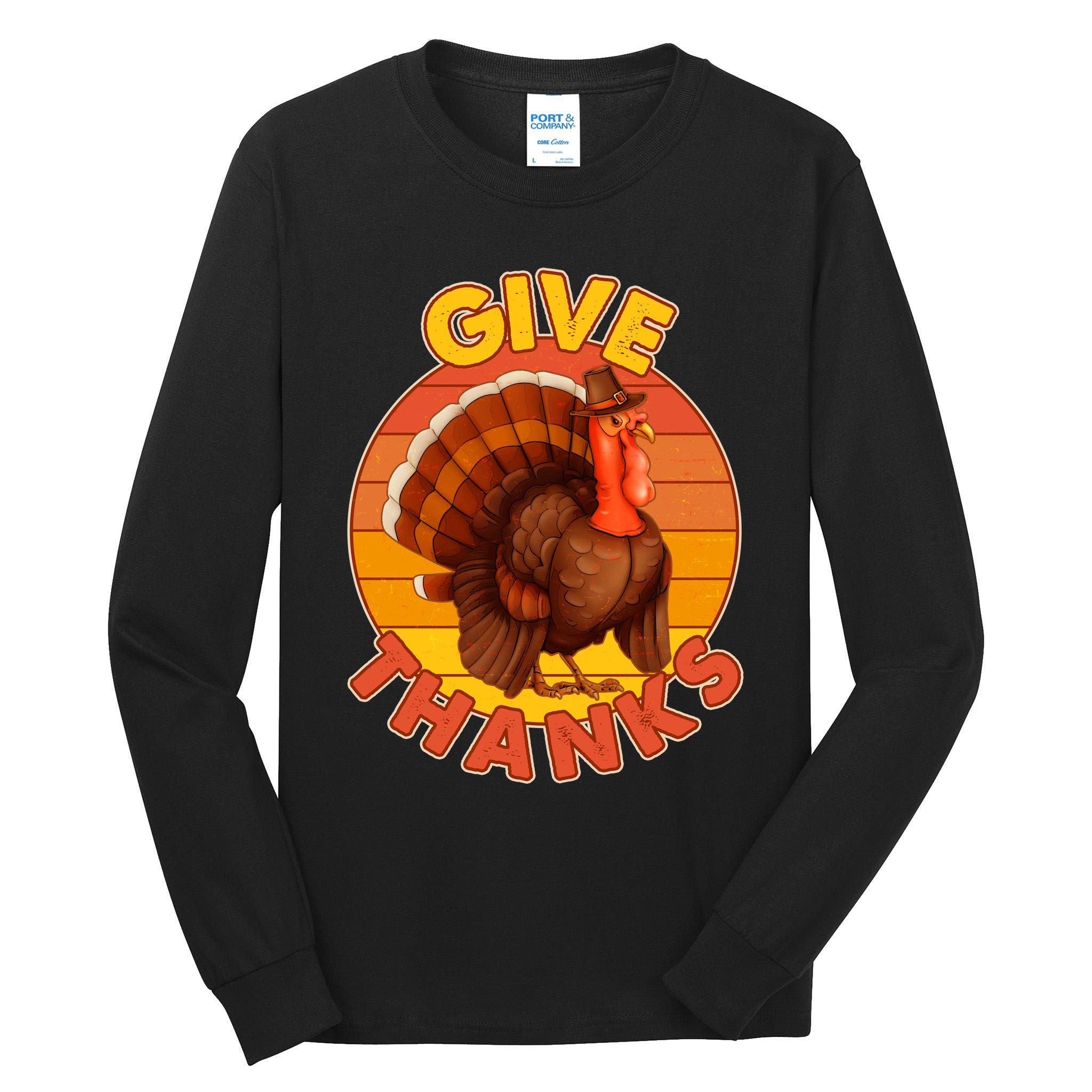 Thanksgiving Give Thanks Emblem Tall Long Sleeve T-Shirt