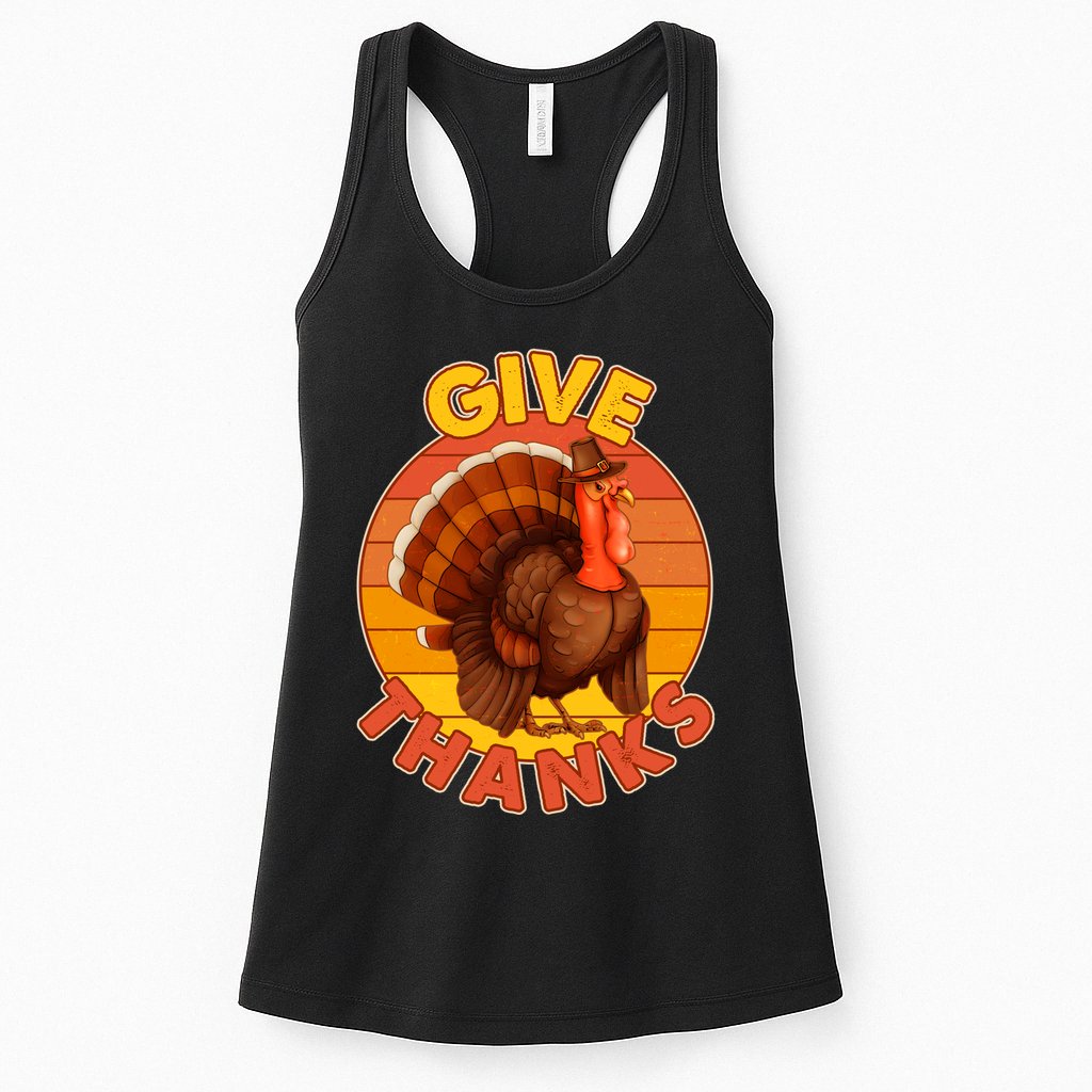 Thanksgiving Give Thanks Emblem Womens Tank Top