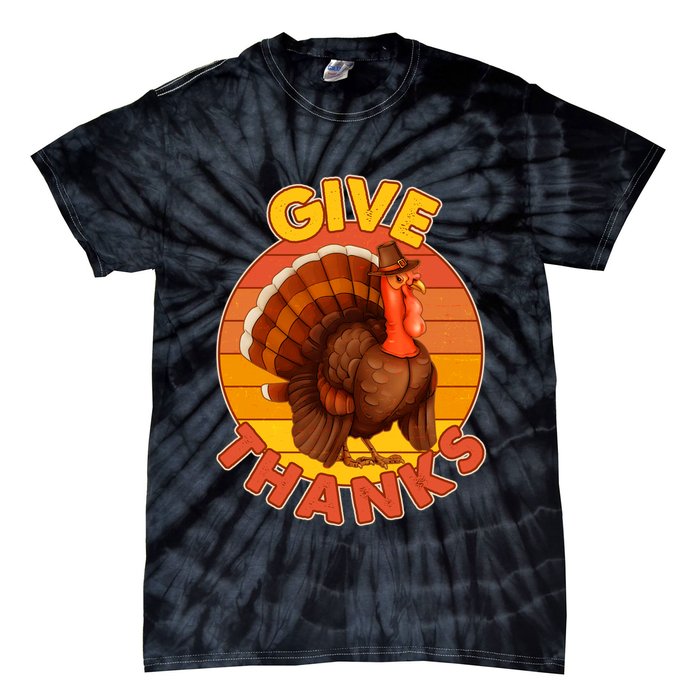 Thanksgiving Give Thanks Emblem Tie-Dye T-Shirt