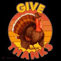 Thanksgiving Give Thanks Emblem Womens T-Shirt
