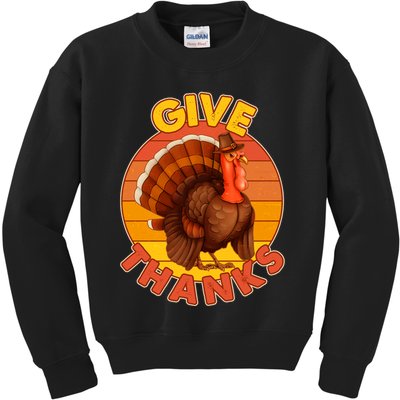 Thanksgiving Give Thanks Emblem Kids Sweatshirt