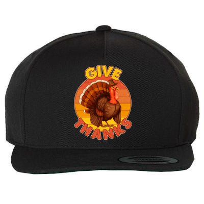 Thanksgiving Give Thanks Emblem Wool Snapback Cap