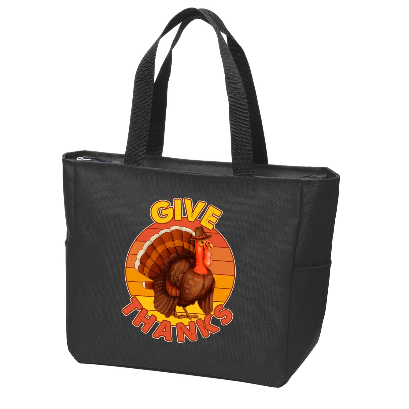Thanksgiving Give Thanks Emblem Zip Tote Bag