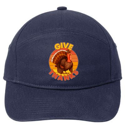 Thanksgiving Give Thanks Emblem 7-Panel Snapback Hat