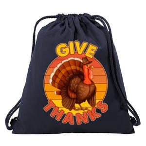 Thanksgiving Give Thanks Emblem Drawstring Bag