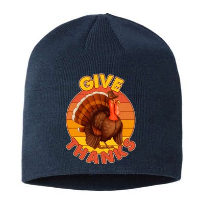 Thanksgiving Give Thanks Emblem Sustainable Beanie