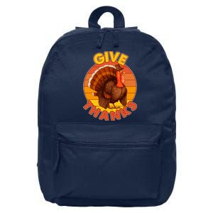 Thanksgiving Give Thanks Emblem 16 in Basic Backpack